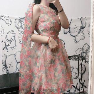 Single-shoulder Floral Mini A-line Cocktail Dress