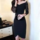 Off-shoulder Lace Long-sleeve Dress