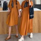 Short Sleeve Dress (various Design) / Printed Neck Scarf