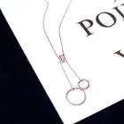 Alloy Rhinestone & Hoop Pendant Necklace Rose Gold - One Size