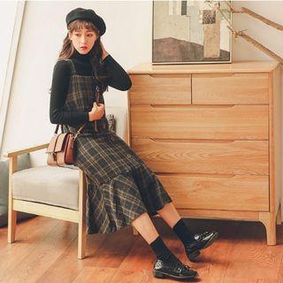 Knit Top / Plaid Woolen Mermaid Jumper Dress