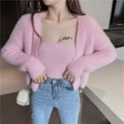 Set: Fluffy Cardigan + Tube Top Pink - One Size