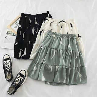 Printed Chiffon Mini Skirt