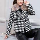 Faux-fur Trim Cropped Double-breasted Coat