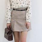 Inset Shorts Glen-plaid Mini Skirt With Belt