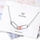 Faux Crystal Pendant Necklace Silver & Pink - One Size
