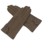Bow Detail Woolen Touch Screen Gloves