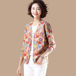 Print Long-sleeve Knit Jacket Color - F