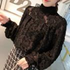 Long-sleeve Lace Top Light Almond - One Size