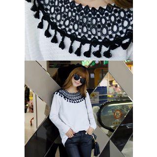 Lace-trim Fringed Top
