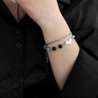 Heart Beaded Layered Chain Bracelet Silver - One Size
