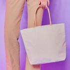 Leather-strap Canvas Shopper Bag
