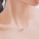 925 Sterling Silver Rhinestone Hoop & Square Pendant Necklace Silver Necklace - One Size