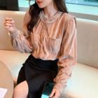 Long Sleeve Ruched Velvet Shirt