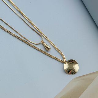 Set Of 2: Disc-pendant Layering Necklace
