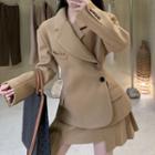 Set: Irregular Single-breasted Blazer + Mini A-line Skirt
