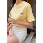 Peach Print Cotton T-shirt Yellow - One Size