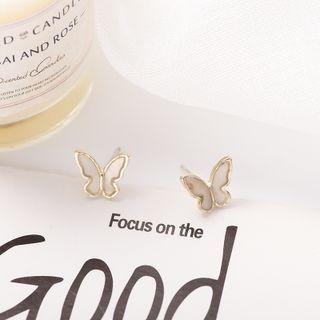 Butterfly Stud Earring Era063-17 - 1 Pair - White - One Size