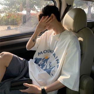 Elbow-sleeve Mountain T-shirt