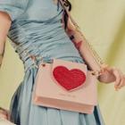Heart Accent Shoulder Bag Pink - One Size