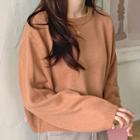 Long-sleeve Plain Cropped Sweater
