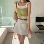 Two-tone Rib-knit Sleeveless Top