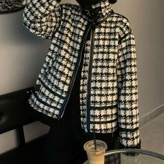 Houndstooth Zipped Jacket Black - One Size