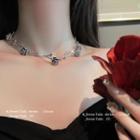 Floral Choker Necklace Silver - One Size