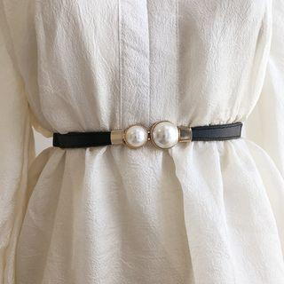 Faux Pearl Buckle Elastic Belt As Shown In Figure - One Size