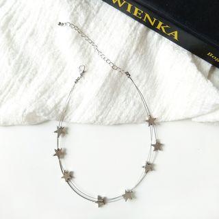 Star Layered Necklace 1 Pc - Silver Necklace - One Size