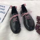 Bow Faux Leather Lace-up Shoes
