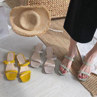 Square Open Toe Mid-heel Sandals