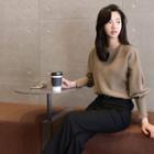 Balloon-sleeve Zip-back Blouse