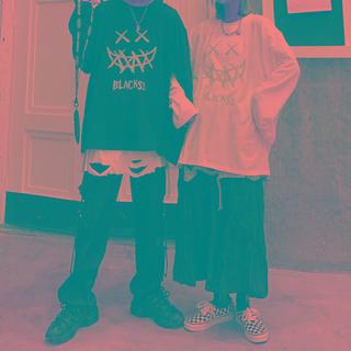 Couple Matching Printed Oversized Long-sleeve T-shirt