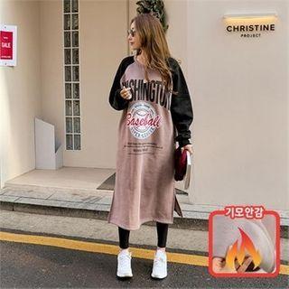 Color-block Printed Napped Dress