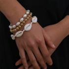 Set: Alloy Bead / Faux Pearl / Shell Bracelet 0661 - Gold - One Size