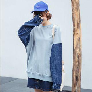 Denim Sleeve Pullover