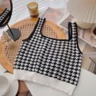 Houndstooth Tank Top Black & White - One Size