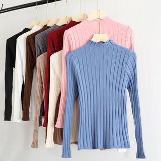 Rib Knit Mock-neck Sweater