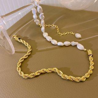 Fresh Water Pearl Necklace Gold - One Size