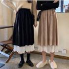 Velvet Layered Midi A-line Skirt