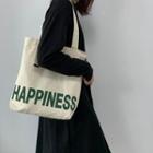Lettering Tote Bag Green Lettering - Beige - One Size