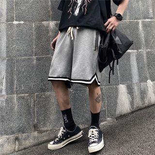 Contrast Trim Zip Pocket Drawstring Shorts