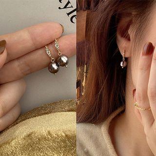 Rhinestone Earring Rose Purple - One Size