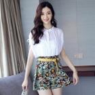 Printed Loose-fit Shorts With Belt