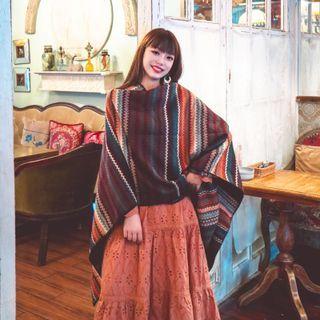Striped Shawl Stripe - Maroon - One Size