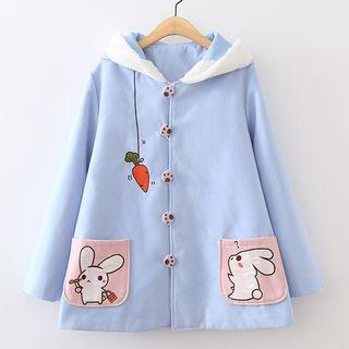 Cartoon Hooded Buttoned Coat