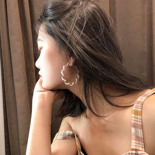 Faux Pearl Hoop Earring White & Gold - One Size