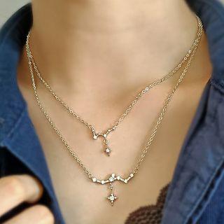 Rhinestone Star Pendant Necklace 1 Piece - Silver - One Size