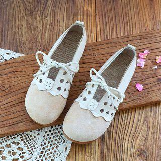 Perforated Faux Leather Panel Flats